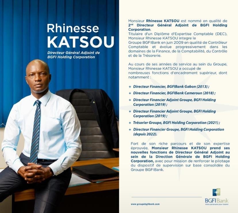 Secteur bancaire : Rhinesse Katsou promu 2nd Directeur Général Adjoint de BGFI Holding Corporation