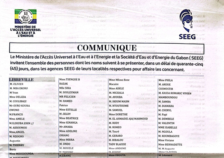 SEEG : quand la liste des abonnés impayés révèle un énorme manque de transparence